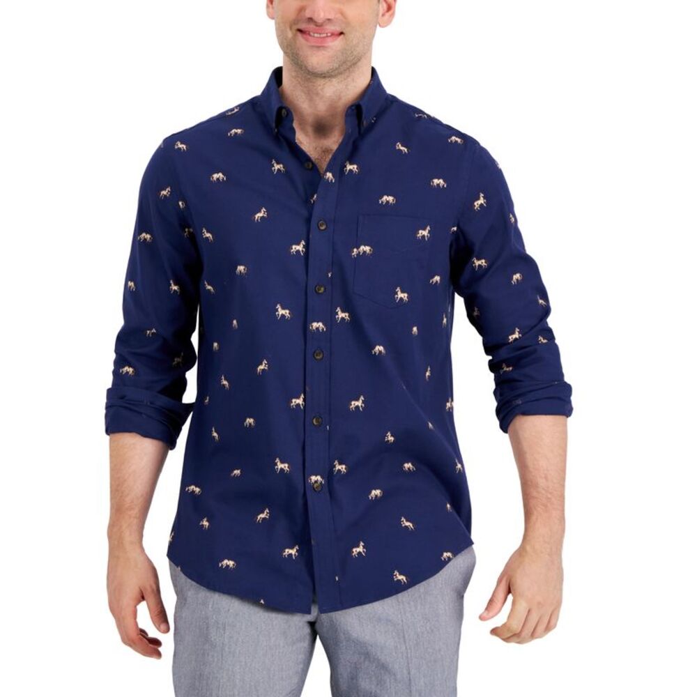 Club Room Mens Regular Fit Brushed Plaid Shirt